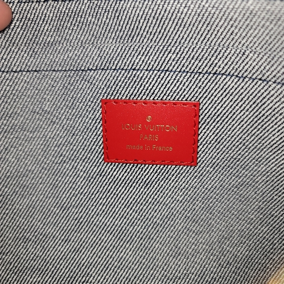 Louis Vuitton Patchwork Denim Wristlet Pouch Giant Monogram Pochette - Picture 9 of 13